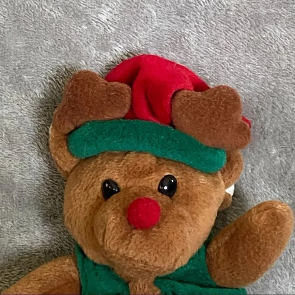 Commonwealth 8” Reindeer Elf Santa Helper Brown Green Plush Stuffed Animal Toy - Picture 2 of 7